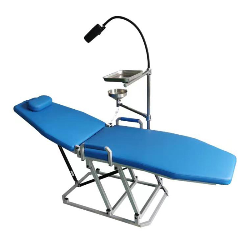Dental Chair Unit - 折りたたみ式ポータブル歯科用チェアユニット、ステンレス製スピットン、器具トレイ、可動式ライト付き