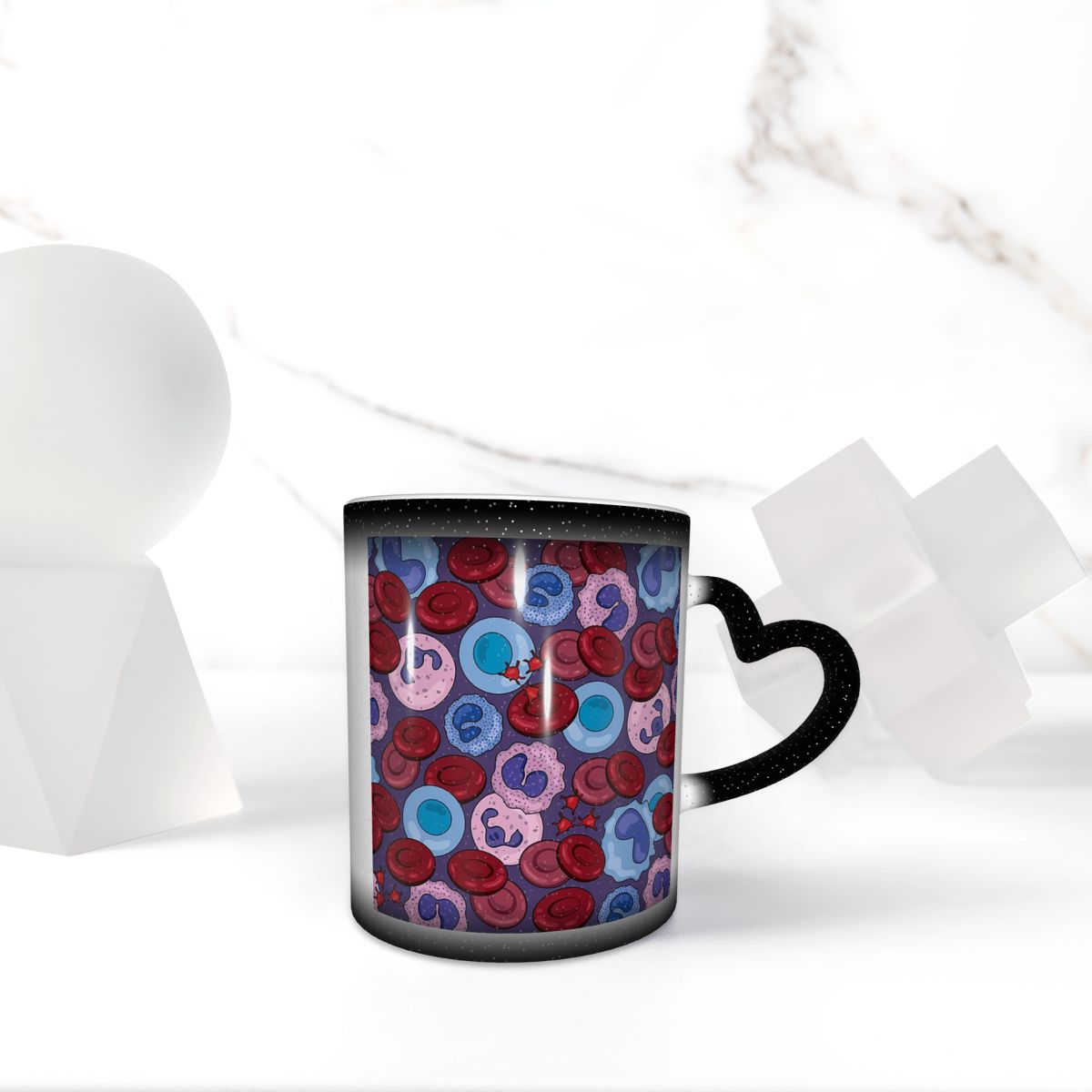 Medical Lab Gifts - 血液学、血液細胞、医療検査技師をテーマにした、面白いデザインのセラミック製コーヒーカップ、ティーカップ、ミルクカップ。友人へのプレゼントに最適。