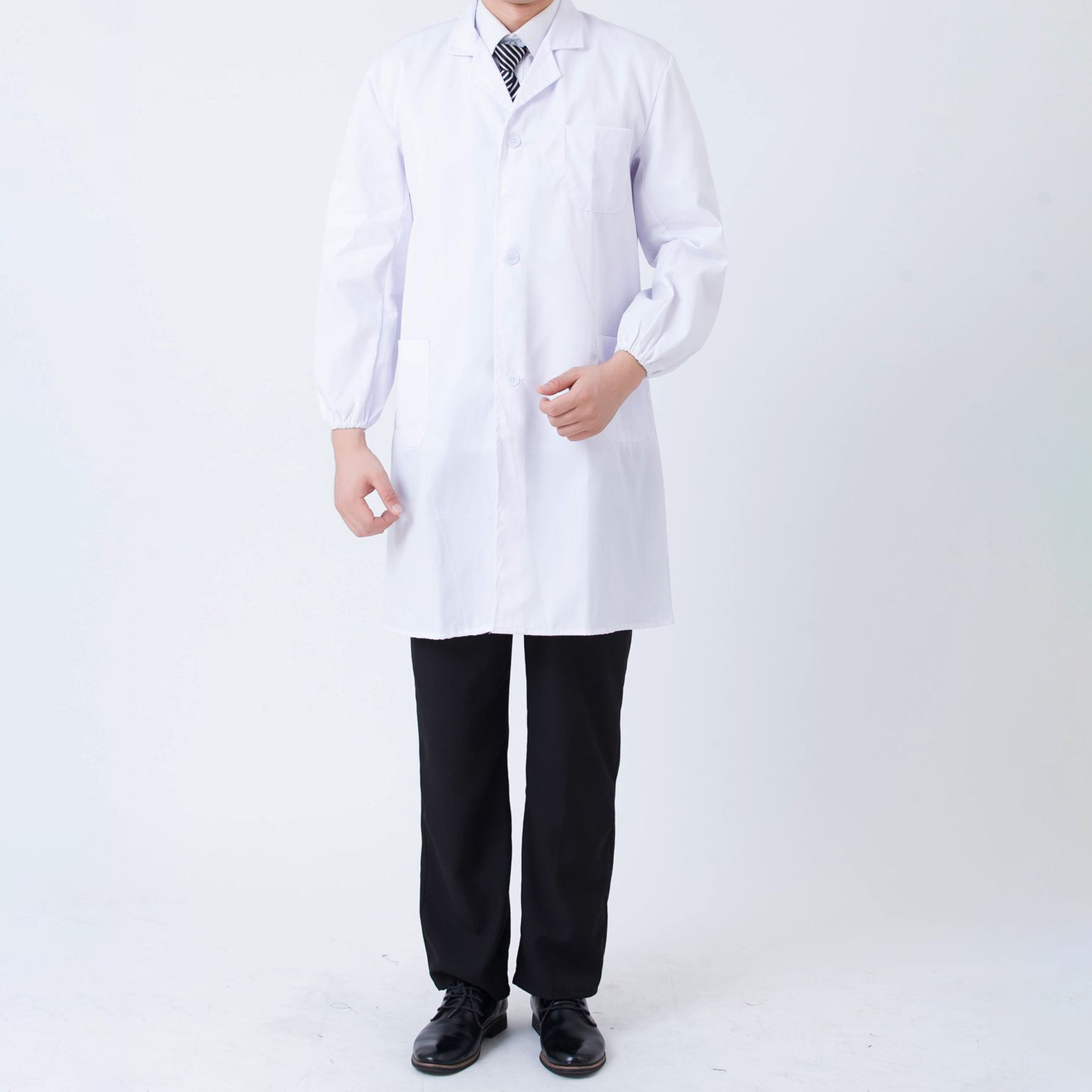 Medical Lab Design - 医学生白い白衣、伸縮性のある袖口付き、病院科学者学校向けの肌に優しいデザイン