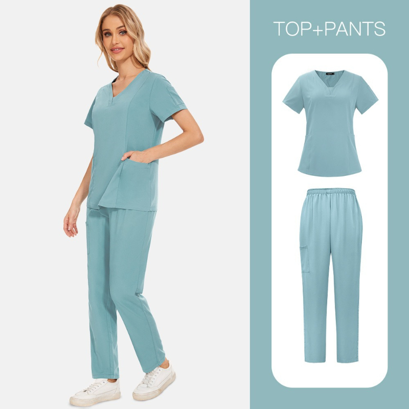 新色マルチカラー無地ラボコート上下セット 軽量速乾 ナース服 - Medical Lab Worker のレビューと価格